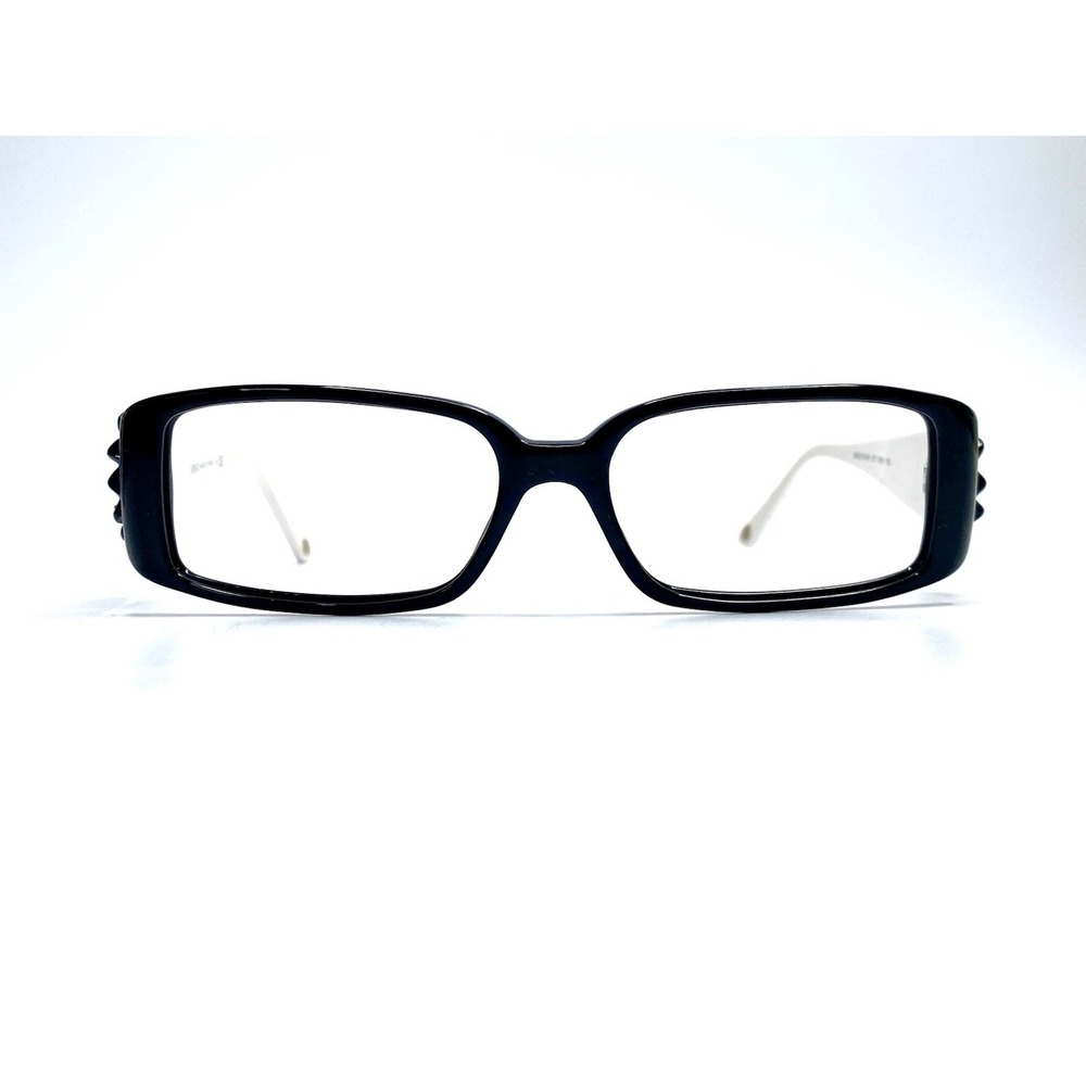 VTG Versace Black White Rectangular Floral Glasses Italy MOD3115B 327 52 15 135